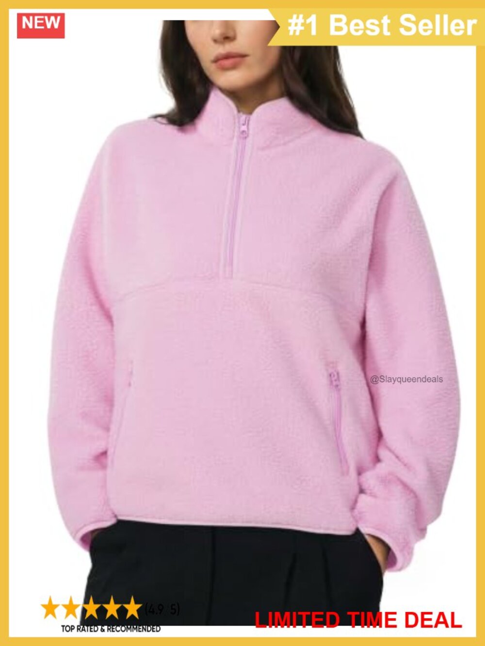 Quarter Zip Fleece Pullover Sweatshirt Fuzzy Sherpa Jacket